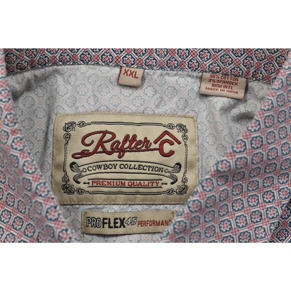 Rafter C Cowboy Men's Pearl Snap Shirt Pro Flex Size 2XL Geometric Cotton Blend - Picture 7 of 8